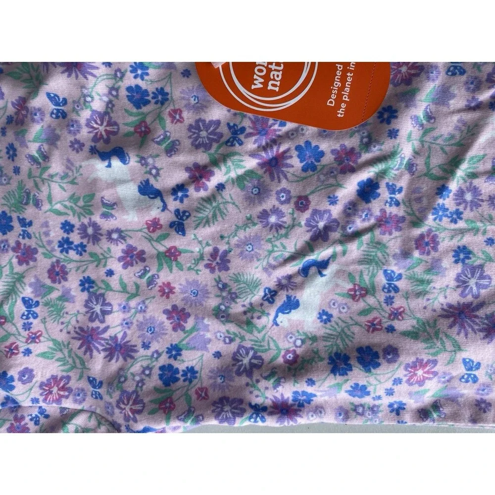 NWT Wonder Nation 3T Girls Pajamas Set 100% Cotton Pink Floral Unicorn Butterfly